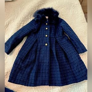 Janie and jack Navy 2T fur collar peacoat